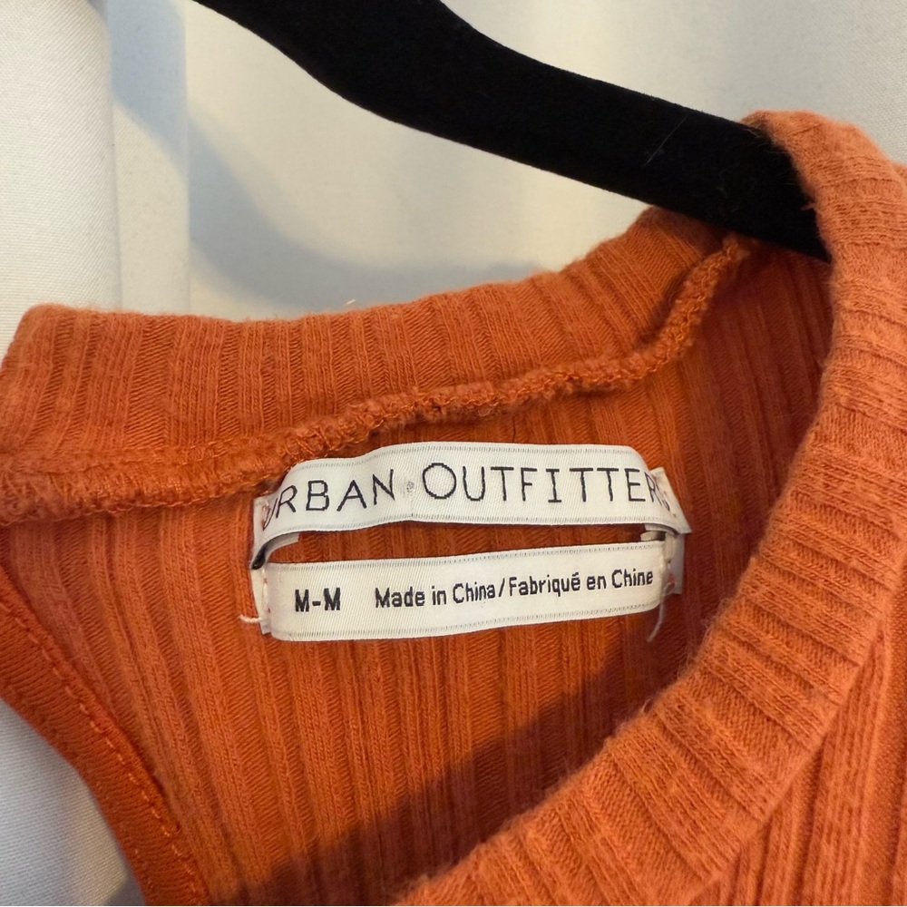 Urban Outfitters Ribbed Long Sleeve Romper Womens Medium Rust Terracotta - Picture 2 of 6